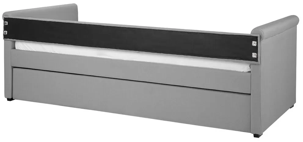 Rozkladacia čalúnená posteľ 80 x 200 cm svetlosivá LIBOURNE Beliani