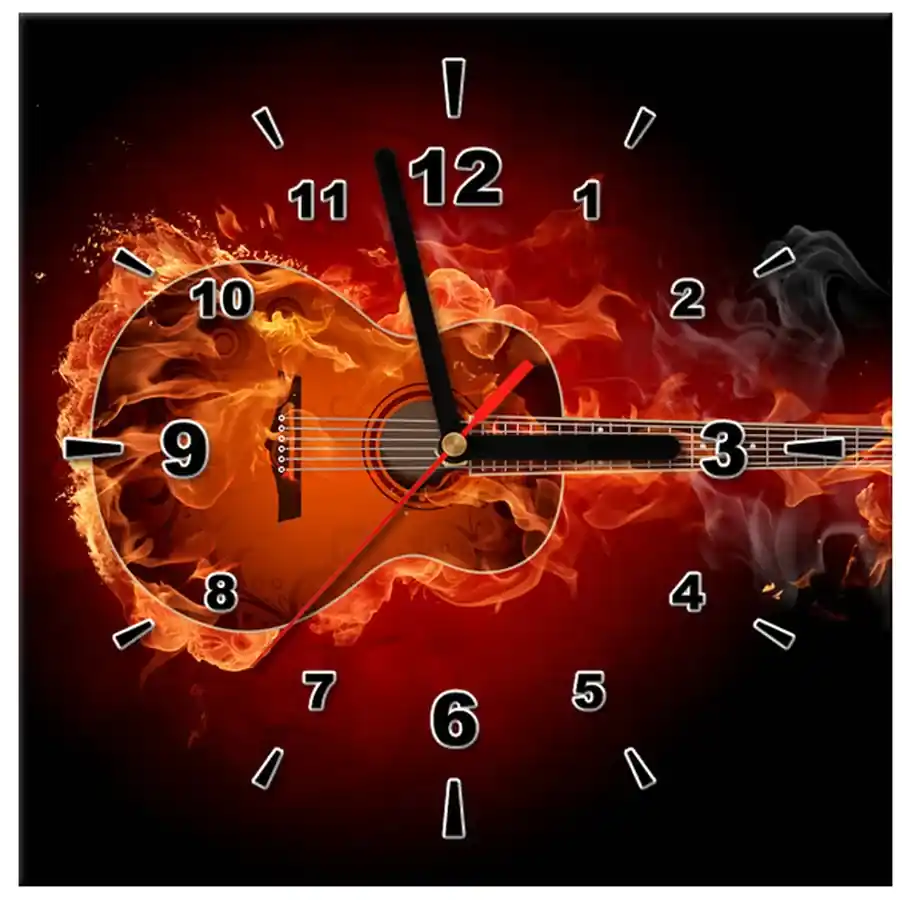 Gario Obraz s hodinami Horiaca gitara Rozmery: 100 x 40 cm | BIANO