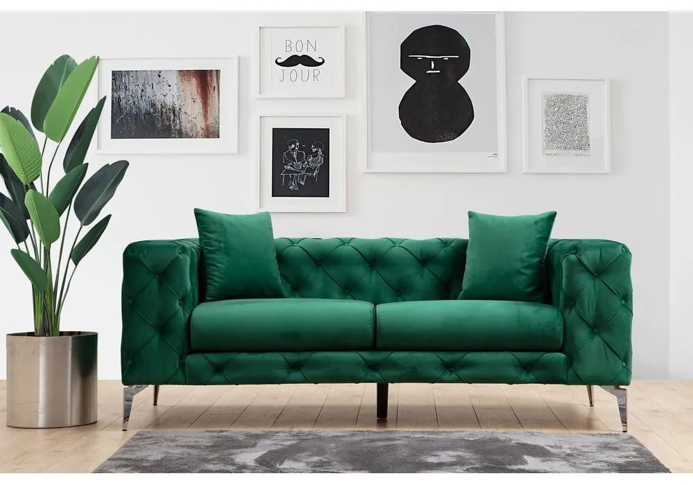 Tmavozelená zamatová pohovka 197 cm Como – Artie