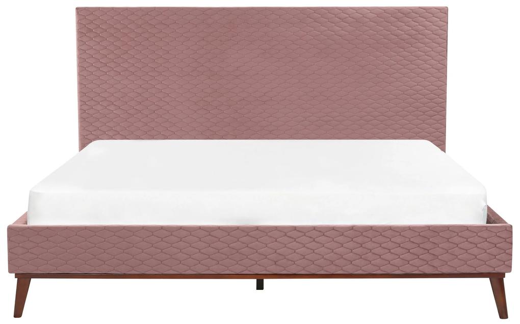 Zamatová posteľ 180 x 200 cm ružová BAYONNE Beliani