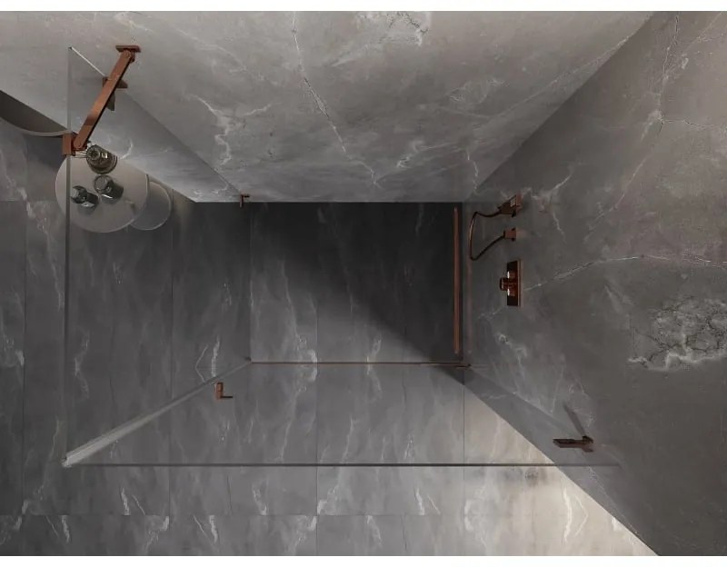 Mexen Lunar-B, pravostranný výklopný sprchový kút 95 x 80 cm, 8mm číre sklo, profil ružové zlato, 832-095-080-60-00-P