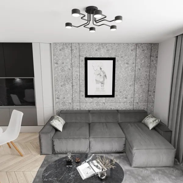 Luster na tyči KURAGE 6xGX53/12W/230V čierna