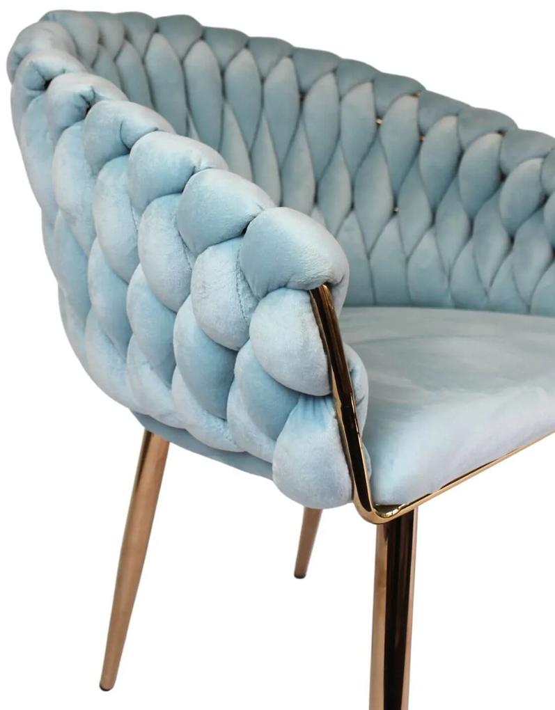 Modrá zamatová jedálenská stolička LUX 83cm