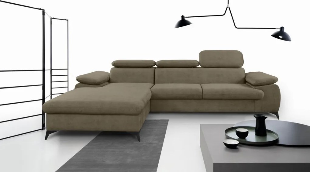 Rohová sedacia súprava Scala, hnedá látka, ľavý roh