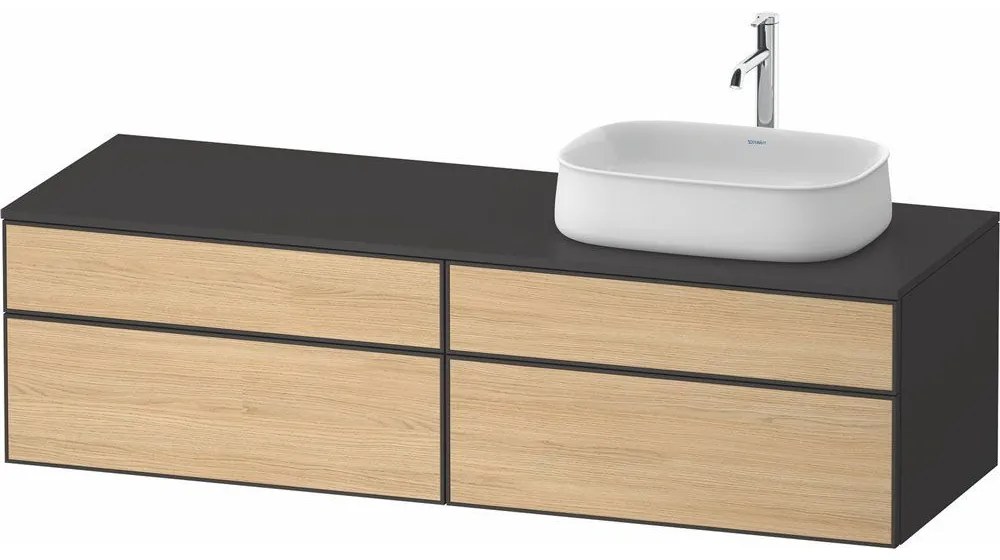 DURAVIT Zencha závesná skrinka pod umývadlo na dosku (umývadlo vpravo), 4 zásuvky, 1600 x 550 x 442 mm, dub prírodný/grafit super matná, ZE4824R30800000