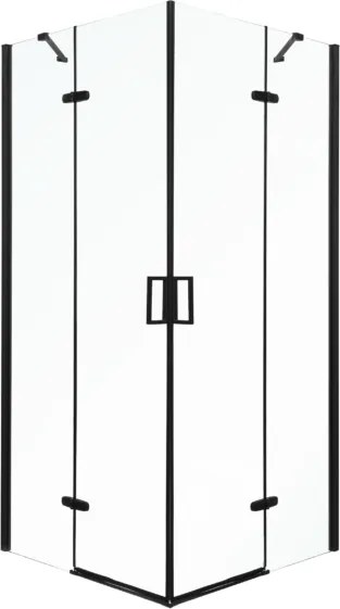 Novoterm Štvorcový sprchový kút NV-Flow 80x80 čierna/transparent - bez vaničky