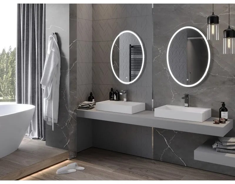 Mexen Elz, LED kúpeľňové zrkadlo s podsvietením 60 x 80 cm, 6000K, ochrana proti zahmlievaniu, 9802-060-080-611-00