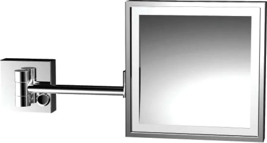 Emco Cosmetic mirrors Pure LED - Kozmetické zrkadlo nástenné s LED osvetlením 202 x 202mm, 3 násobné zväčšenie, chróm 109500119