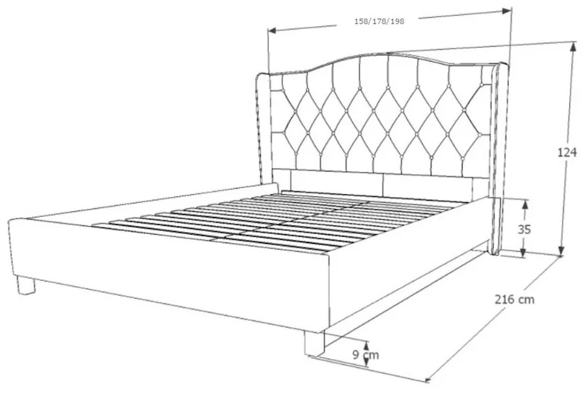 Čalúnená posteľ ASPEN Velvet, 180x200, bluvel 14