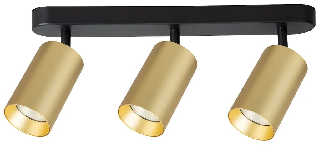 Bodové svietidlo Pipe, 3x zlaté kovové tienidlo, b