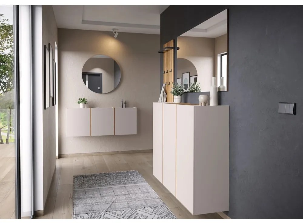 Krémová predsieňová zostava 138x200x37 cm Libbiano – Germania