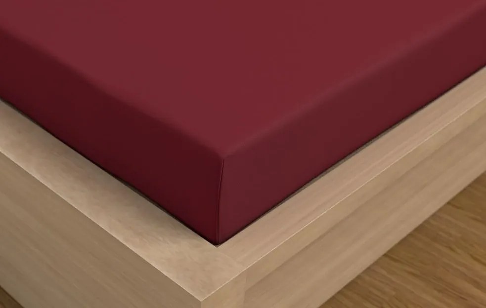 Saténové prestieradlo s gumou bordó 200x220 cm