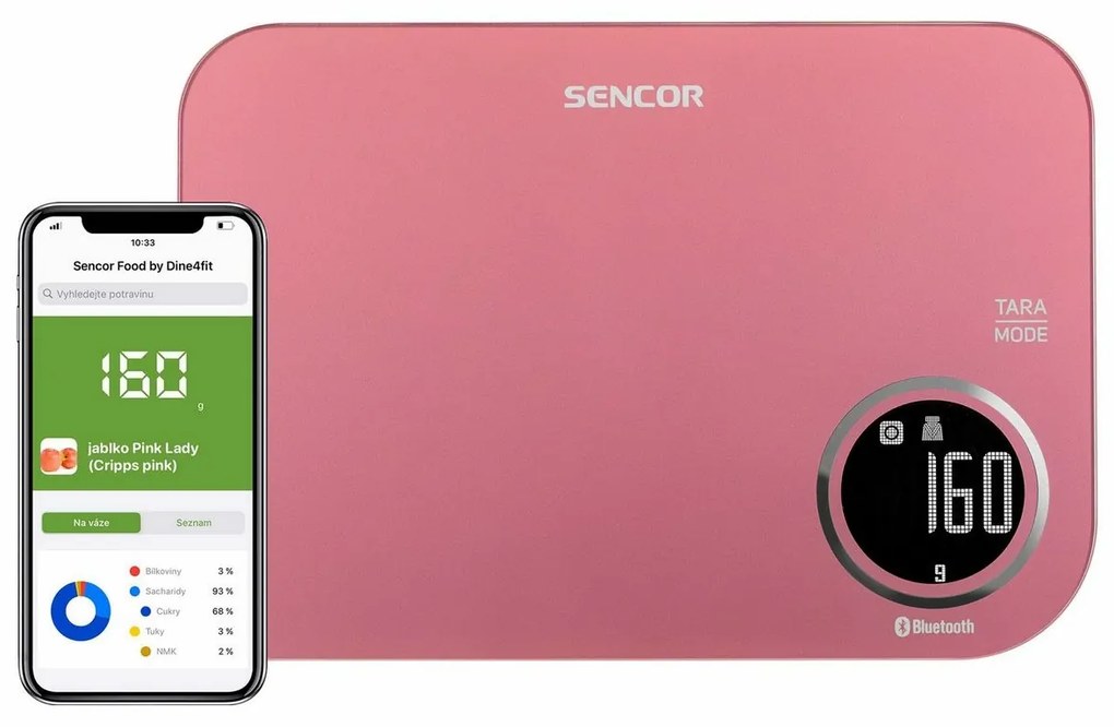 Sencor SKS 7075RS múdra kuchynská váha, ružová