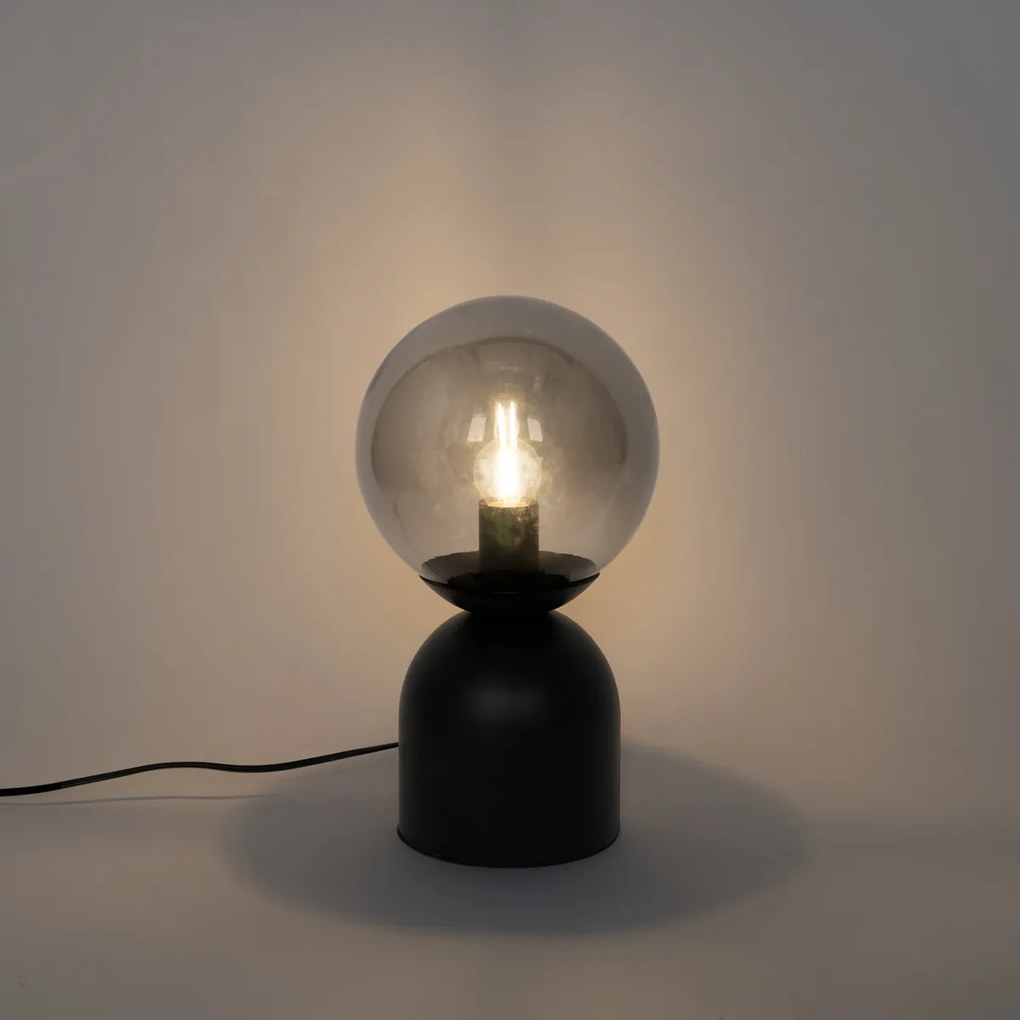 Stolná lampa Hotel Chic čierna s dymovým sklom - Pallon Trend