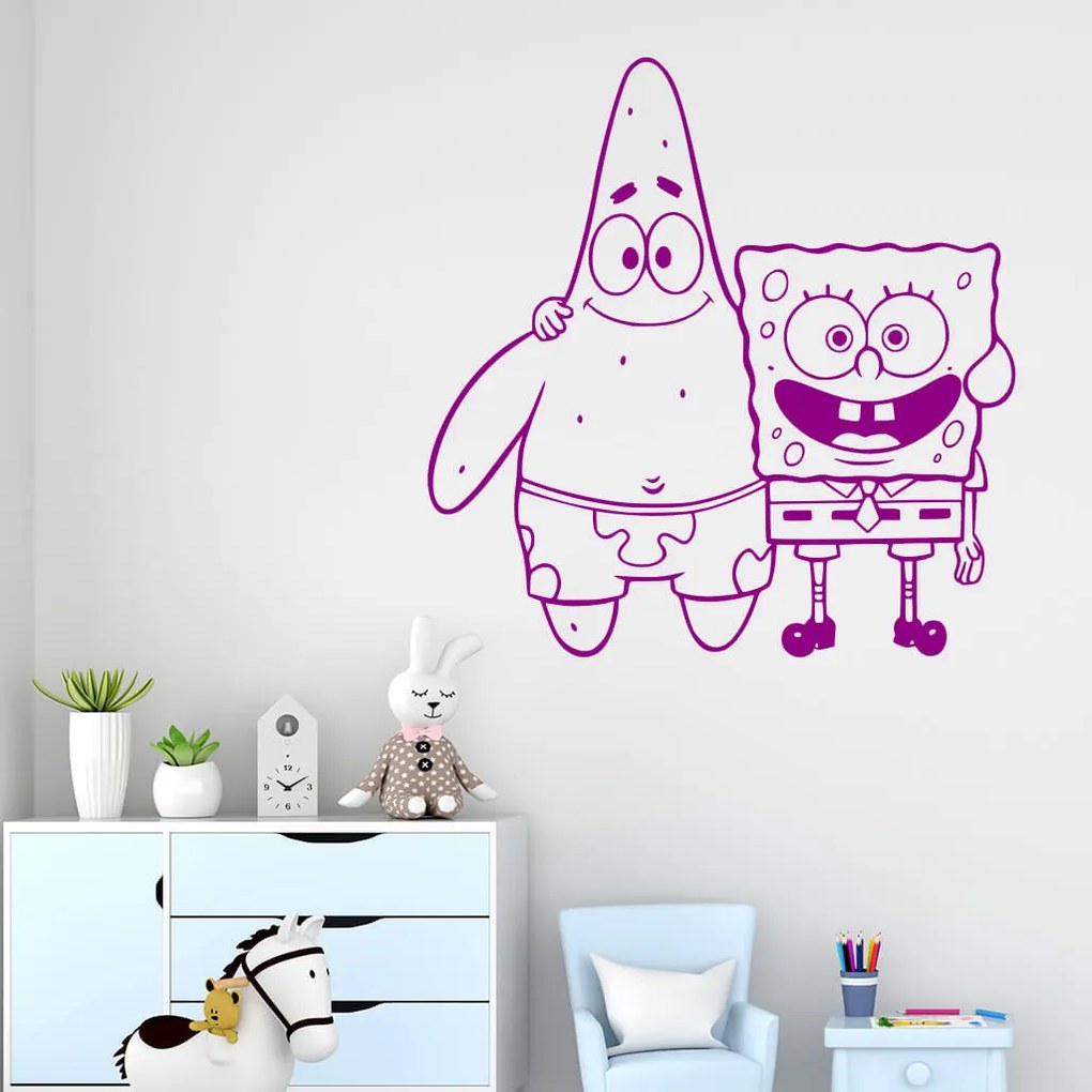Veselá Stena Samolepka SpongeBob a Patrick Farba: hnědá, Veľkosť: 100 x 102 cm