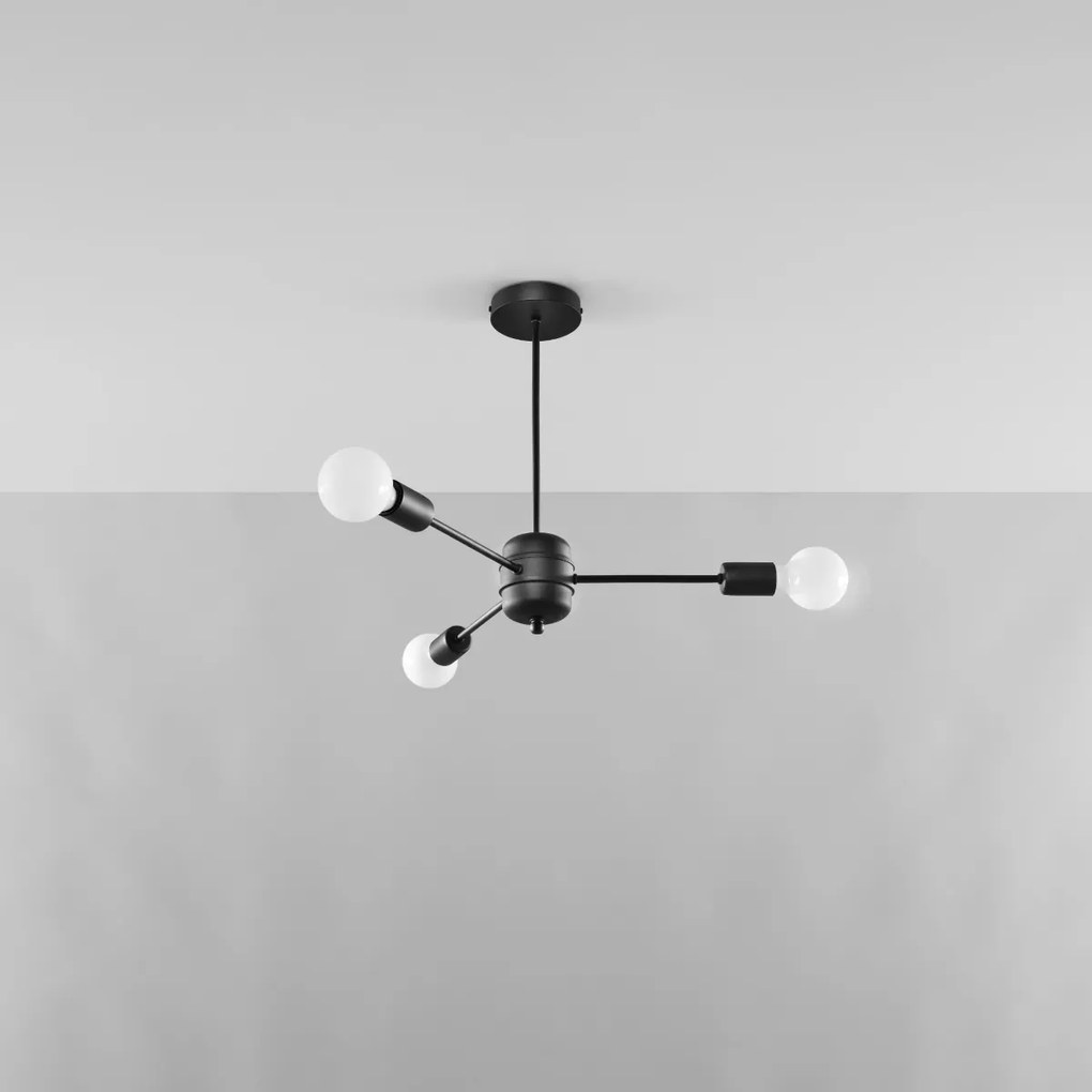 Závesné svietidlo Lango 3, čierne telo svietidla