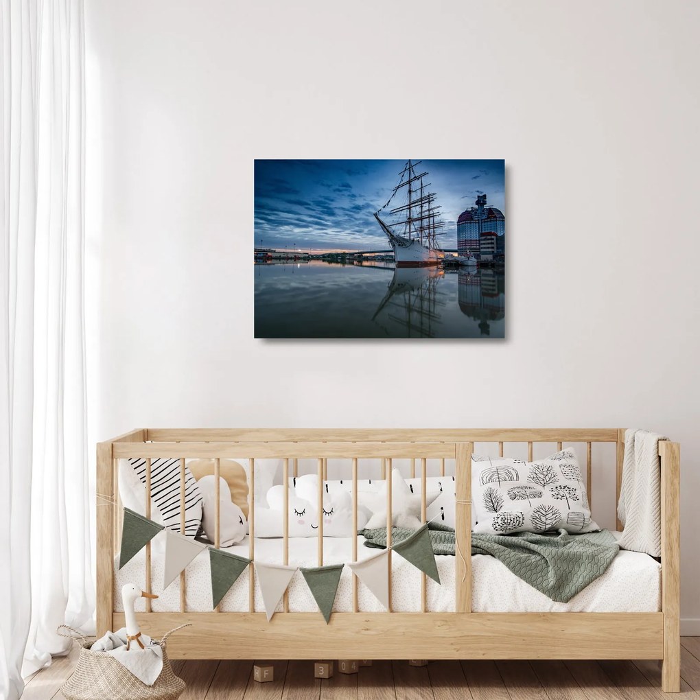 Sklenený obraz plachetnice (70x50 cm)