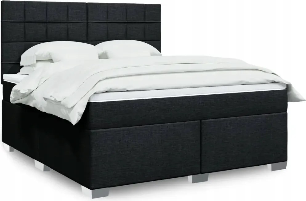 vidaXL Posteľný rám boxspring s matracom čierny 180x200 cm látka