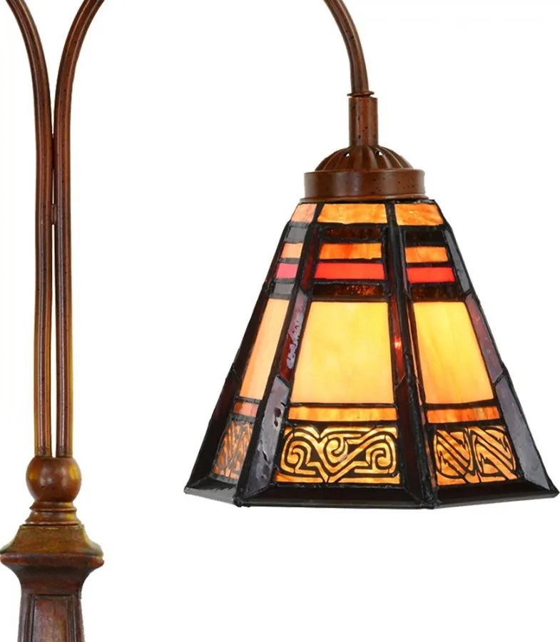 Béžovo-hnedá stolná lampa tiffany Bernadette - 48*19*64 cm E27/ma* 2*60W