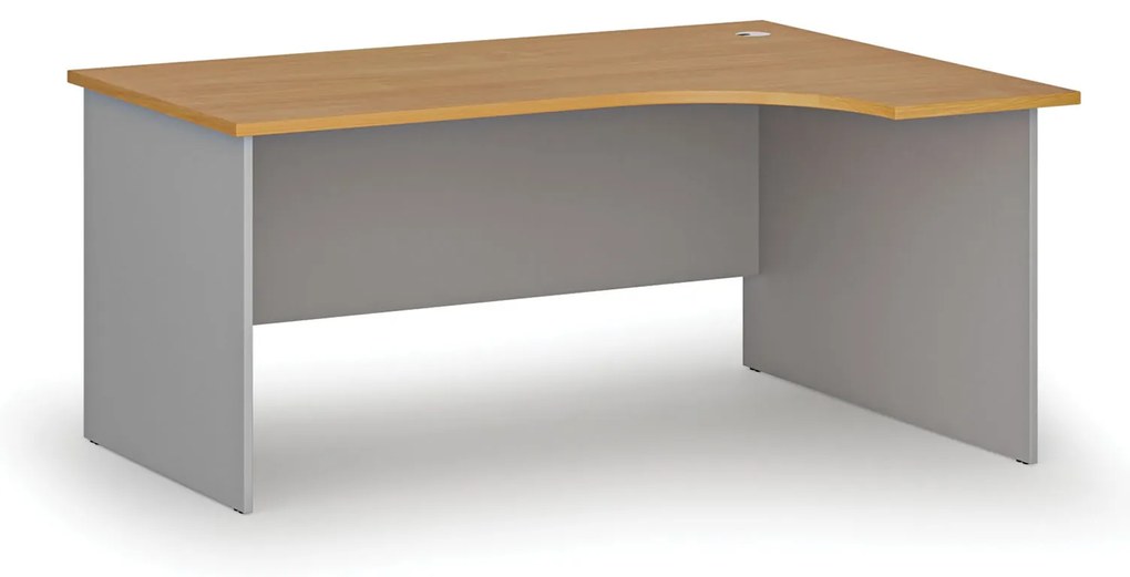 Rohový kancelársky písací stôl PRIMO GRAY, 160x120 cm, pravý, sivá/buk