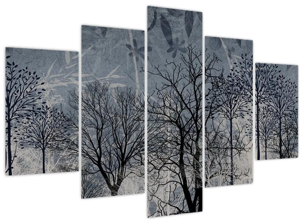 Obraz - Siluety stromov s listami (150x105 cm)