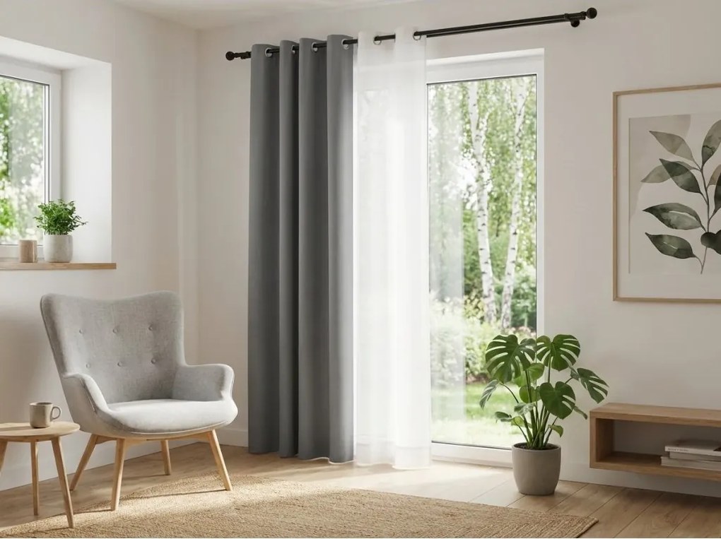 Svetlosivý záves OXFORD 140x270 cm Zavesenie: Riasiaca páska