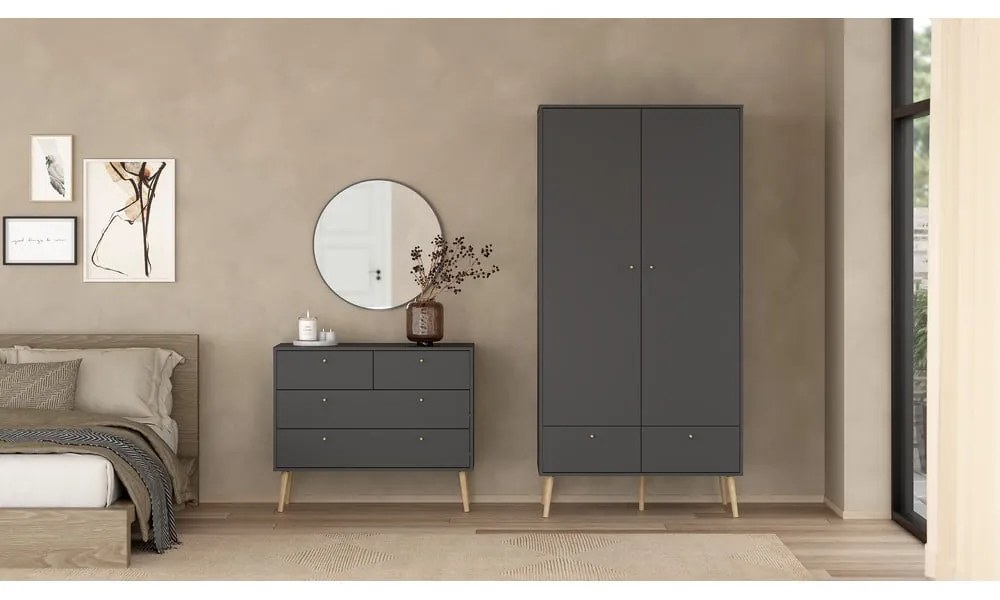 Antracitová šatníková skriňa 99x200 cm Bodo – Tvilum