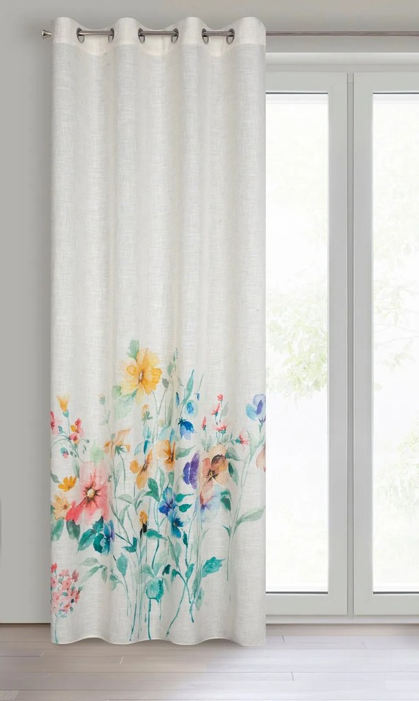 ZÁVES NA KRÚŽKOCH AMELIA 140X260 CM KVETY