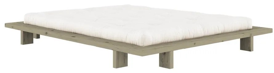 Šalviovozelená dvojlôžková posteľ z borovicového dreva bez čela s roštom 160x200 cm Japan – Karup Design