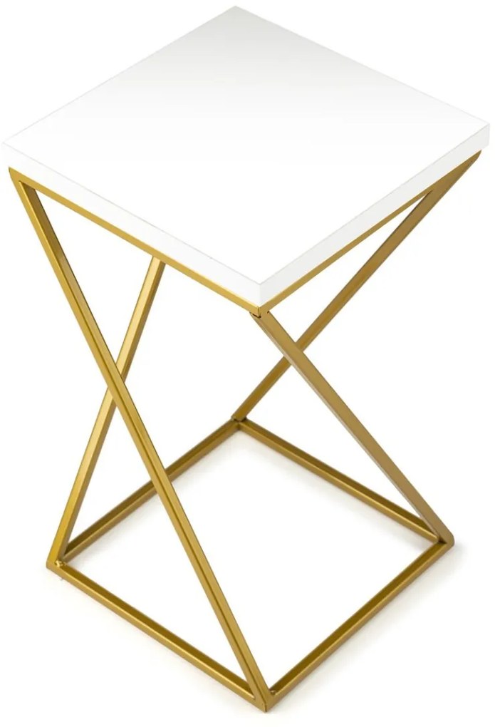 Květinový stojan LOFT III 40 cm zlatý/bílý