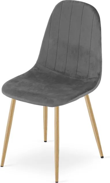 Set štyroch jedálenských stoličiek PADVA zamatové tmavosivé / hnedé nohy (4 ks)