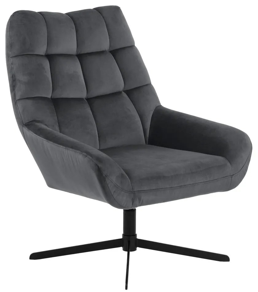 Sivé otočné zamatové kreslo Paris – Actona