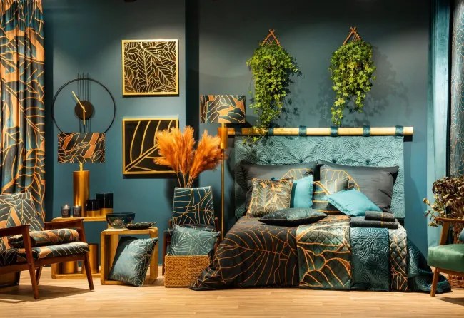 Dekoračný podnos LILI 3 01 tyrkysový / zlatý