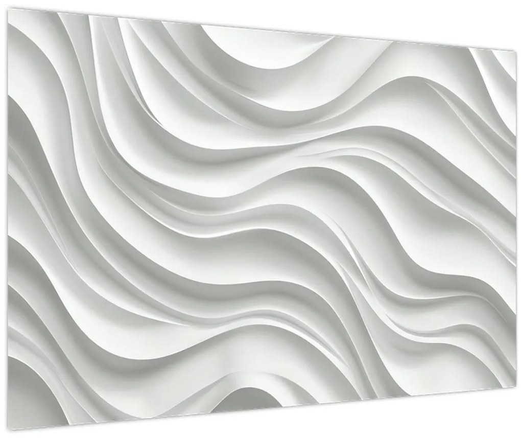 Obraz - 3D biele vlny (90x60 cm)