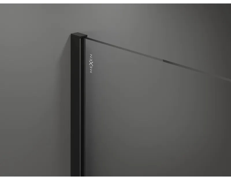 Mexen Kioto, sprchová zásteny typ Walk-In 155 x 200 cm, 8mm číre sklo, čierny profil, 800-155-101-70-00