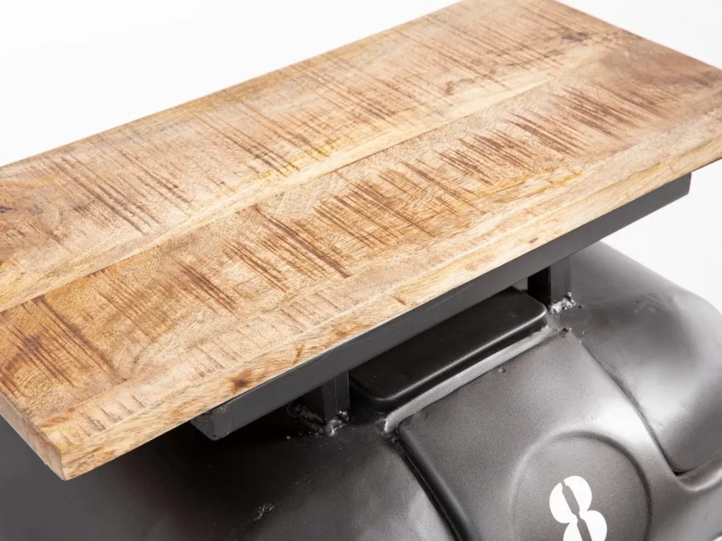 furniture-nabytek.cz - Masivní barový jídelní stůl Traktor z kovu a dřeva, lakovaný, šedý – 90×38×100 cm