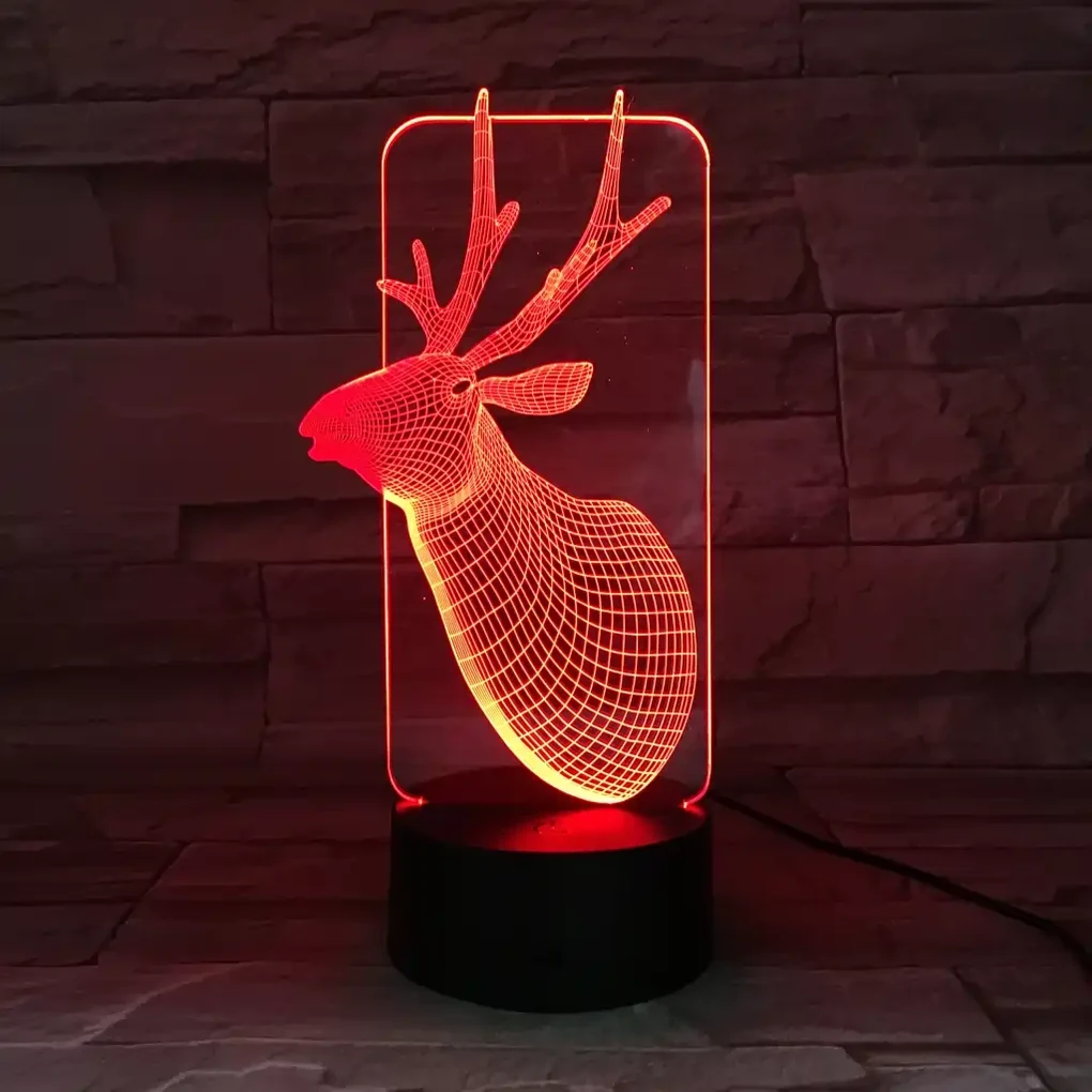 3Dmix 3DL-CRK036 – 3D LED nočná lampa - Jeleň (Crack základňa)