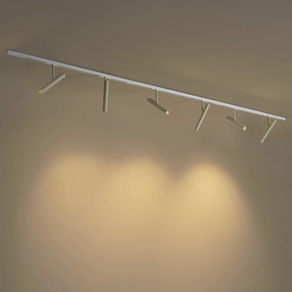 Moderný koľajnicový systém biely so 6 béžovými reflektormi 1-fázový - Slimline Avery