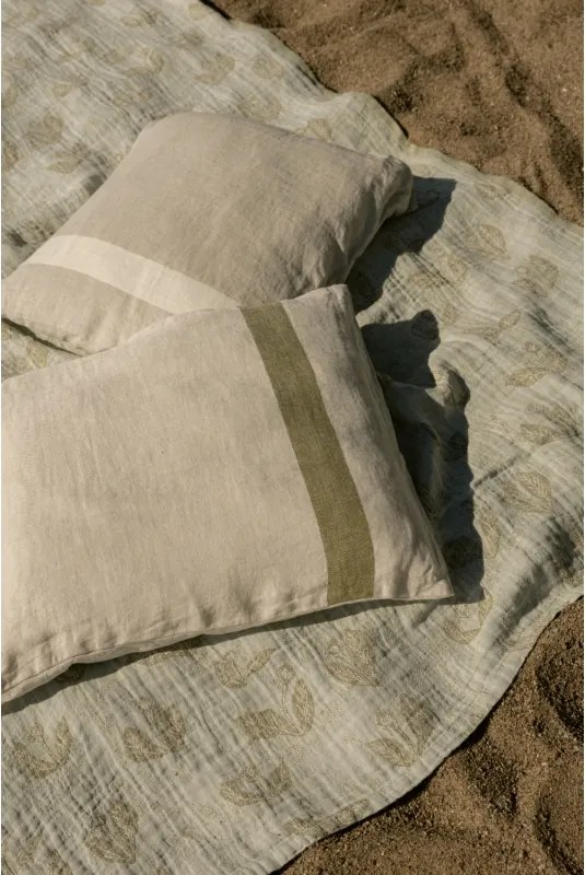 Ľanová deka / obrus Kesäkukka 145x180, jade-olivová