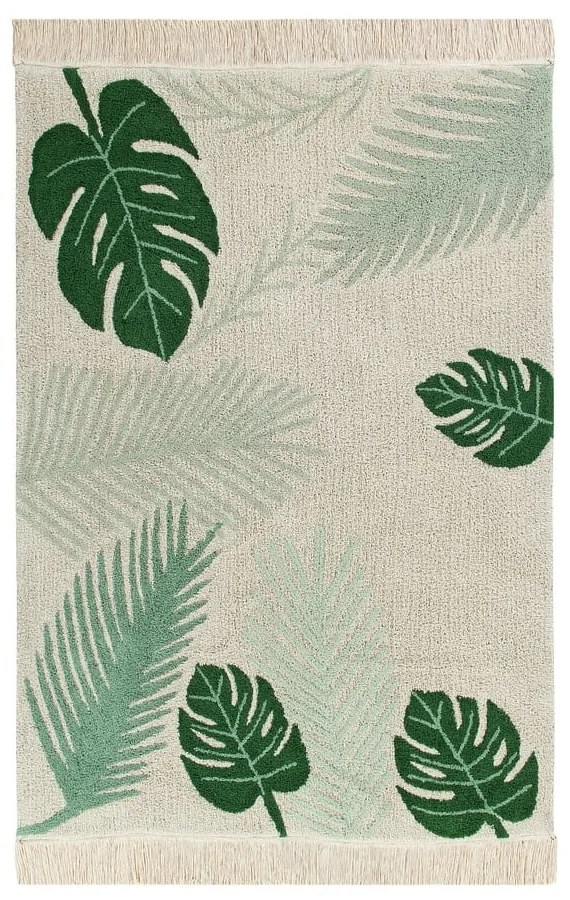 Zeleno-krémový prateľný ručne tkaný bavlnený detský koberec 140x200 cm Tropical Green – Lorena Canals