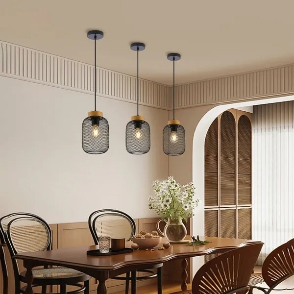 Brilagi - Závesné svietidlo na lanku BASKLITE 1xE27/15W/230V drevo/čierna