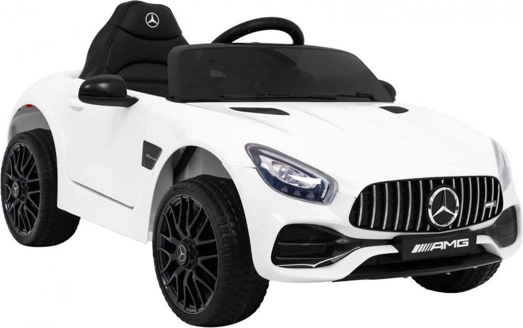 Ramiz Mercedes Benz GT batéria pre deti biela + diaľkové ovládanie + pomalý štart + MP3 LED