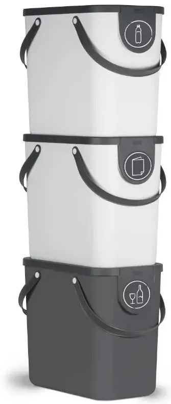 Odpadkový kôš stohovateľný, s nálepkami ALBULA, 25 l, biely/antracit