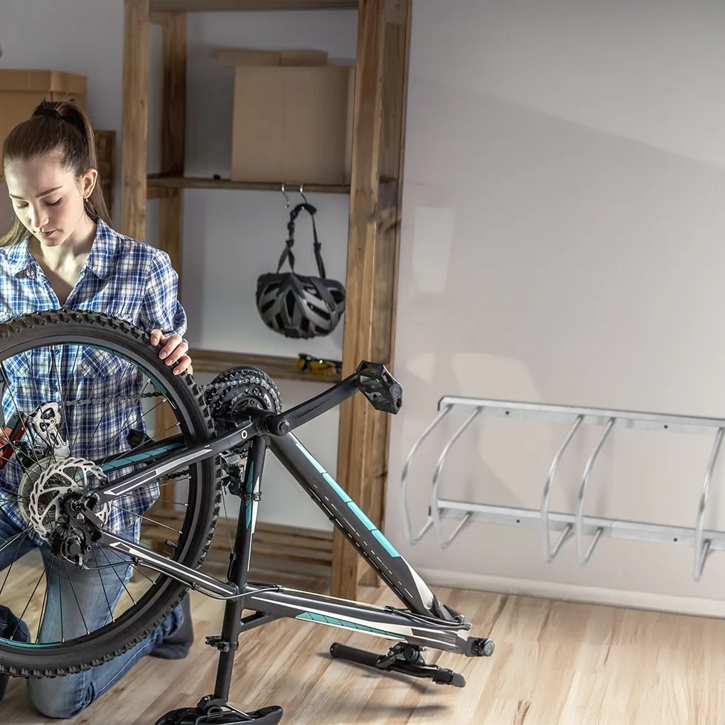 Stojan na 3 bicykle BIKE, 84x32x27cm, strieborná Jurhan