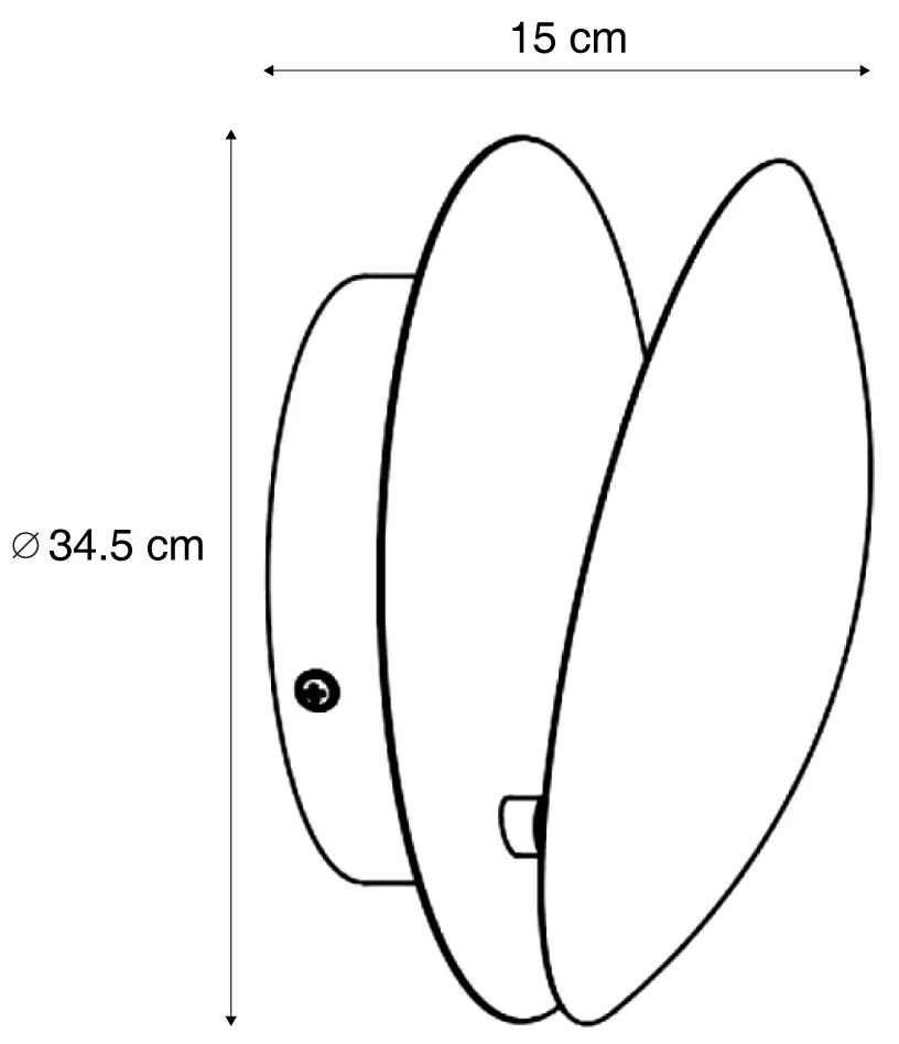 Moderné nástenné svietidlo medené 34,5 cm 2-svetlá - Sunrise