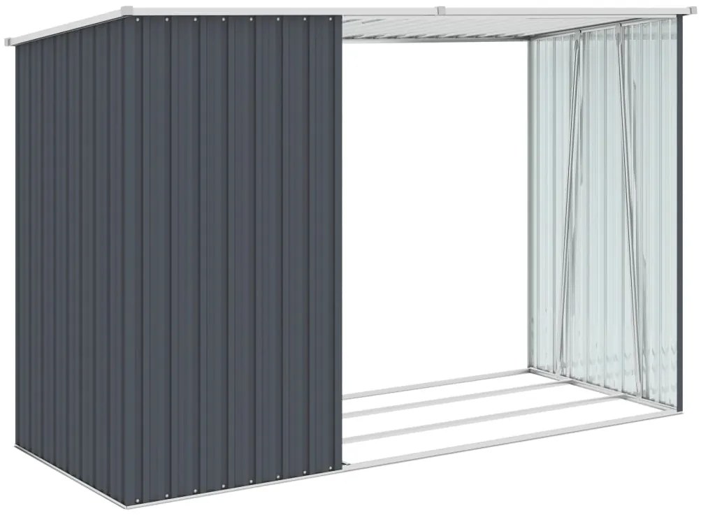 Záhradná kôlňa na palivové drevo antracitová 245x98x159 cm pozinkovaná oceľ