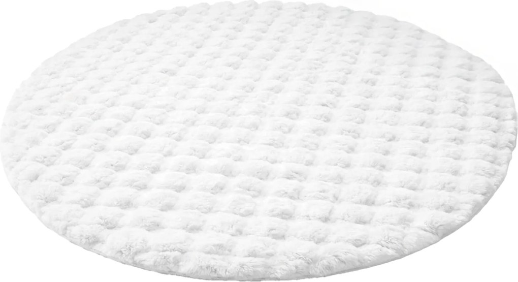 Okrúhly Bublinový koberec Rabbit Bubble 120 cm biely plyšový