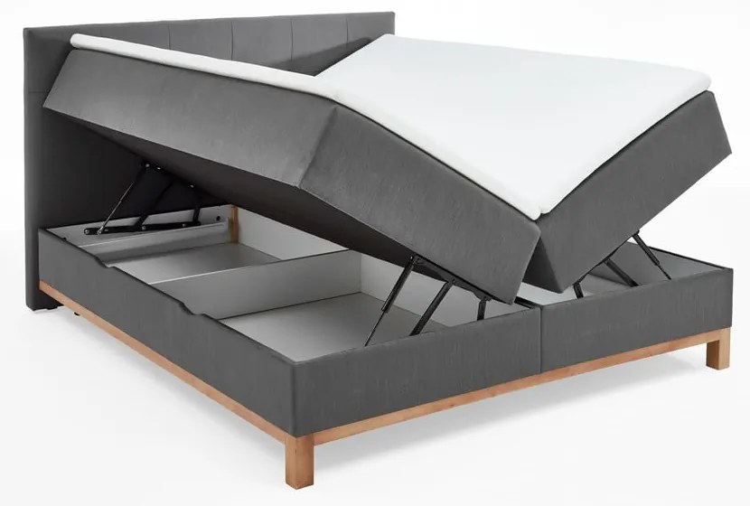 Tmavosivá boxspring posteľ s úložným priestorom 180x200 cm Catania - Meise Möbel