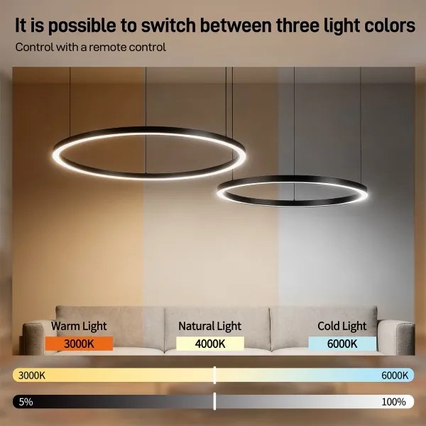 Brilagi - LED stmievateľný luster na lane PORTOFINO LED/98W/230V čierna + diaľkové ovládanie