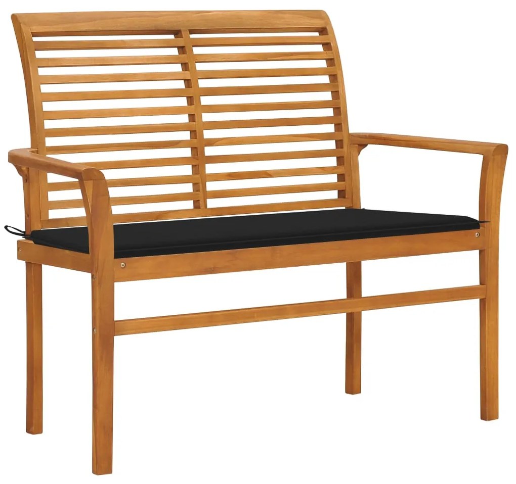 vidaXL Záhradná lavička a čierna podložka 112 cm teakový masív